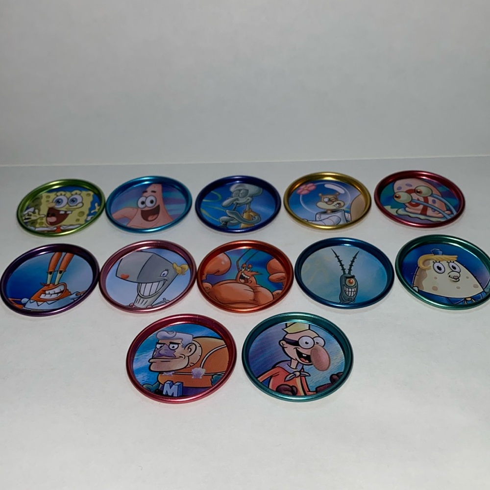 SpongeBob SquarePants Arcade Exclusive Rare Metal Pogs Set